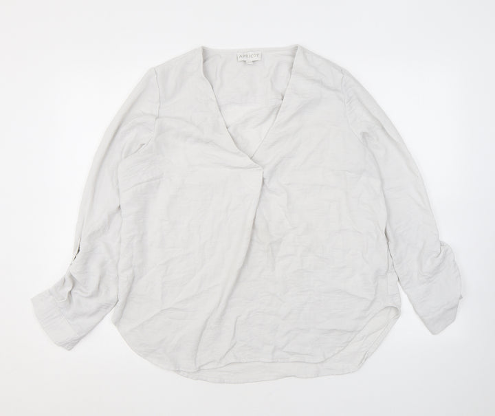 Apricot Womens Ivory Polyester Basic Blouse Size 12 V-Neck