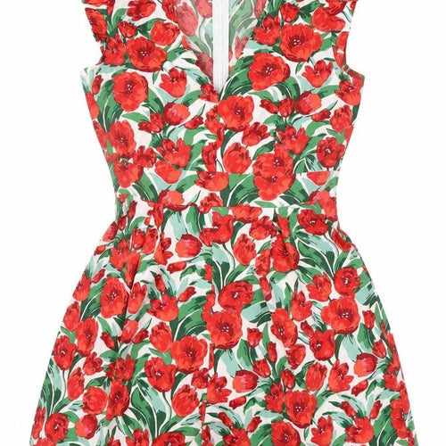 Ikoone & Blanka Womens Red Floral Polyester Playsuit One-Piece Size S L4 in Zip