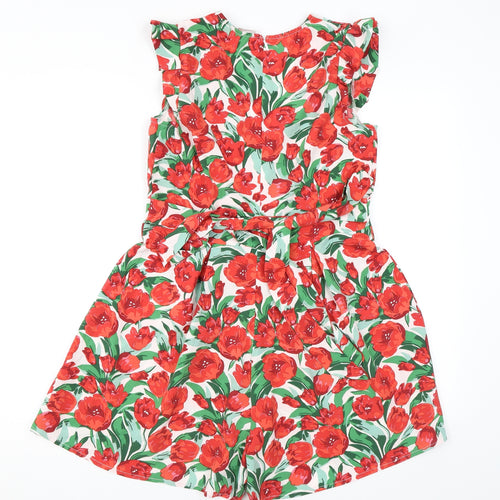 Ikoone & Blanka Womens Red Floral Polyester Playsuit One-Piece Size S L4 in Zip