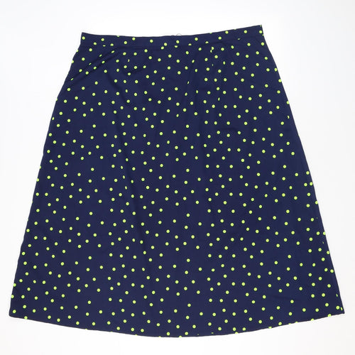 Wednesday's Girl Womens Blue Polka Dot Polyester A-Line Skirt Size 22 Zip