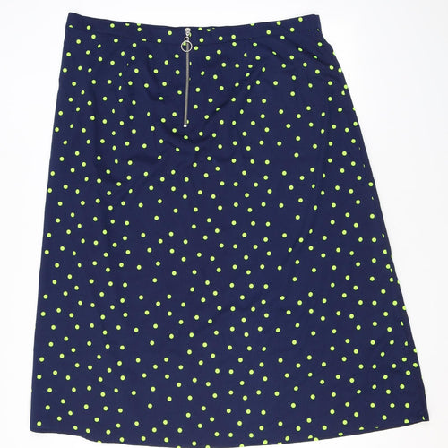 Wednesday's Girl Womens Blue Polka Dot Polyester A-Line Skirt Size 22 Zip