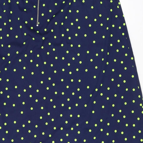 Wednesday's Girl Womens Blue Polka Dot Polyester A-Line Skirt Size 22 Zip