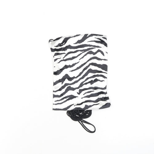 Motel Womens White Animal Print Polyester Cropped Tank Size L Off the Shoulder - Zebra Print Open Back