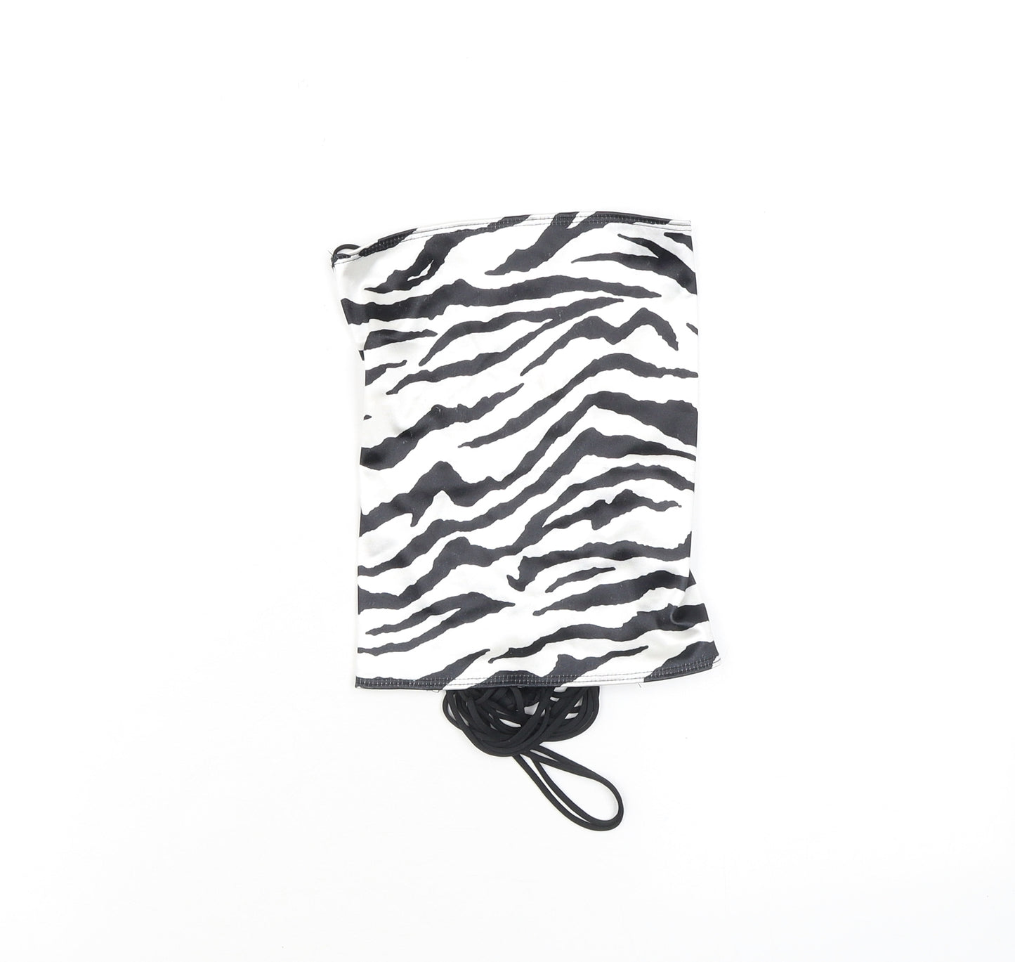 Motel Womens White Animal Print Polyester Cropped Tank Size L Off the Shoulder - Zebra Print Open Back
