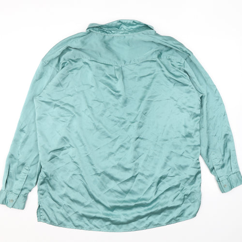 Missguided Womens Green Polyester Basic Button-Up Size 10 Collared
