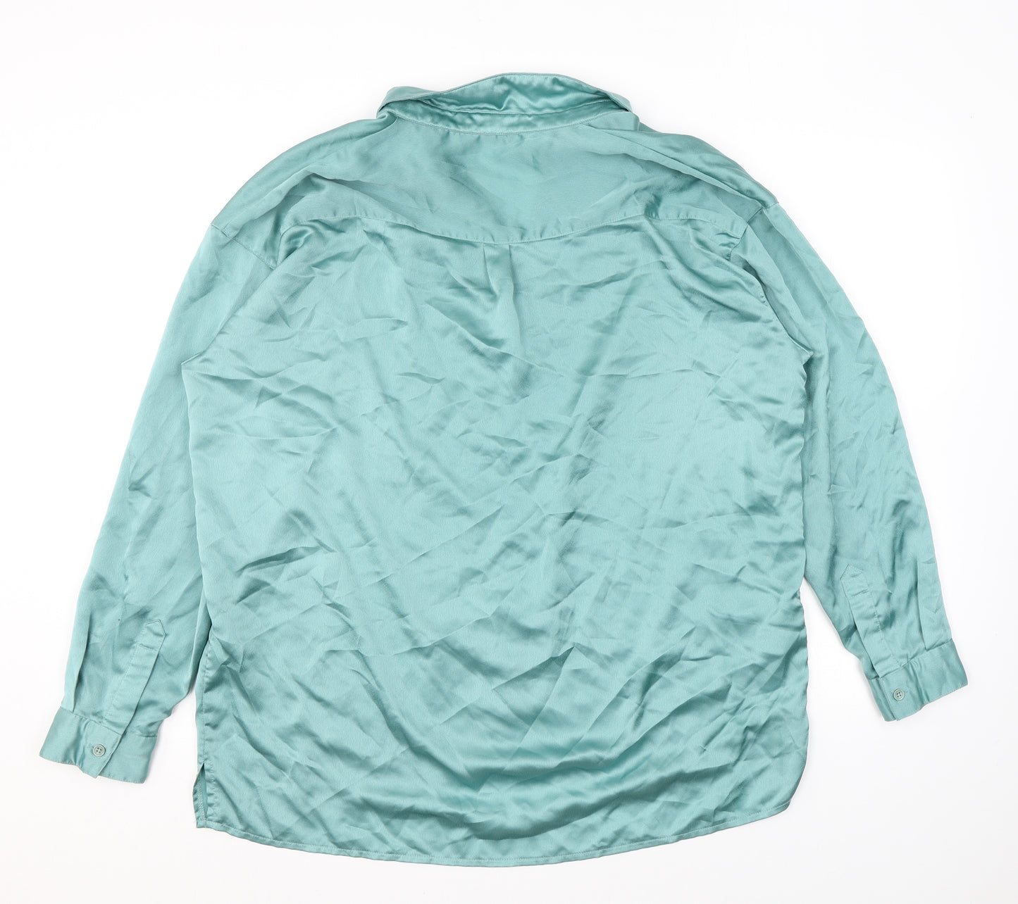 Missguided Womens Green Polyester Basic Button-Up Size 10 Collared
