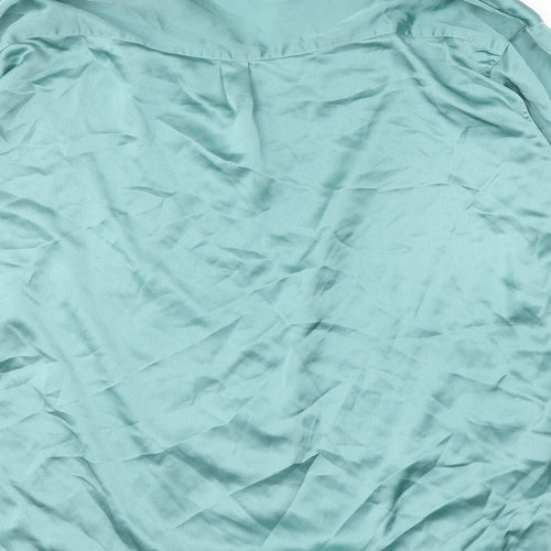 Missguided Womens Green Polyester Basic Button-Up Size 10 Collared