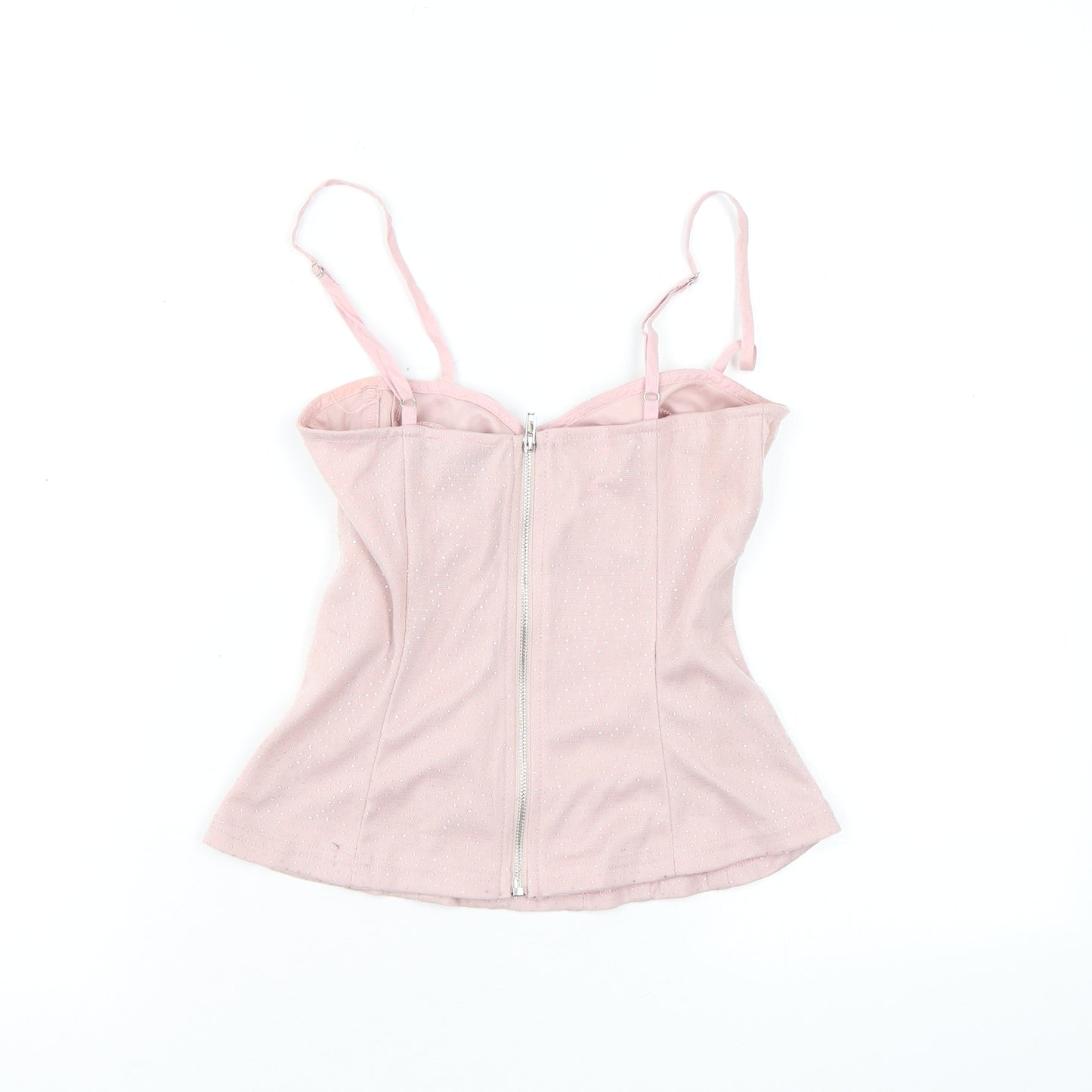 PRETTYLITTLETHING Womens Pink Polyamide Basic Tank Size 8 Sweetheart - Sparkle, Boning