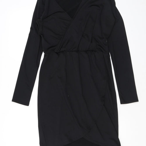 Robyn Womens Black Polyester Bodycon Size 12 V-Neck Pullover