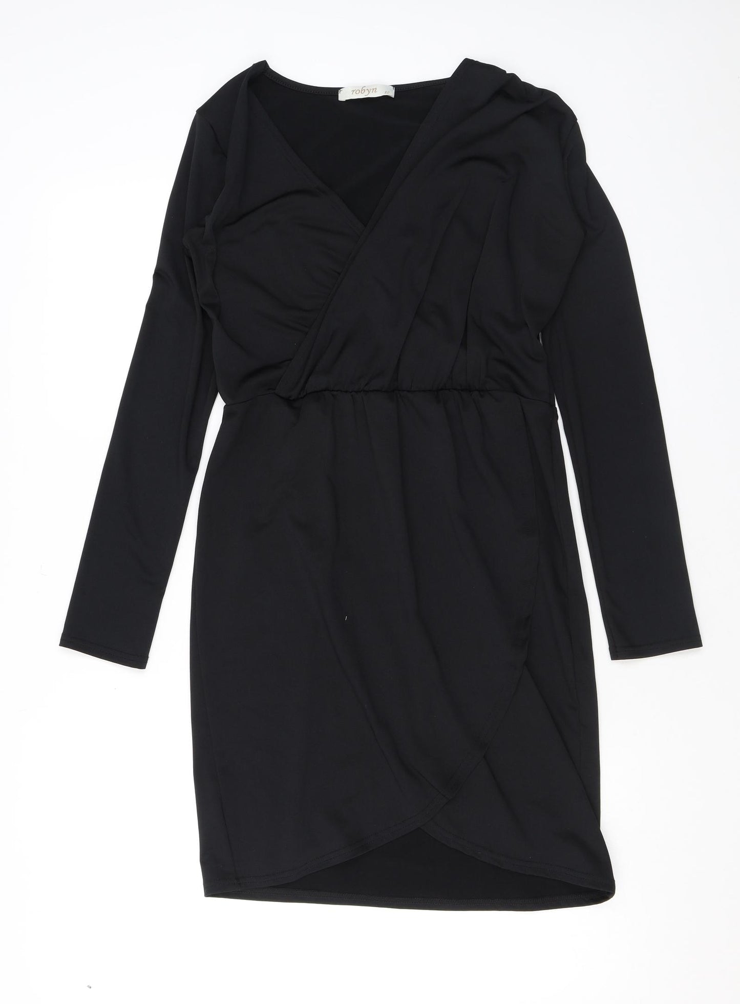 Robyn Womens Black Polyester Bodycon Size 12 V-Neck Pullover