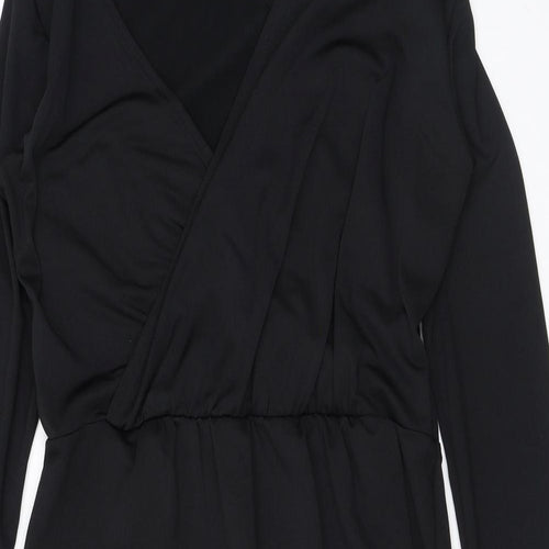 Robyn Womens Black Polyester Bodycon Size 12 V-Neck Pullover
