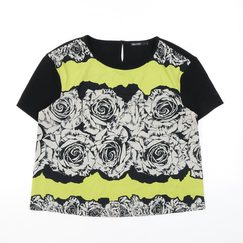 Beloved Womens Black Geometric Polyester Basic Blouse Size M Round Neck - Roses