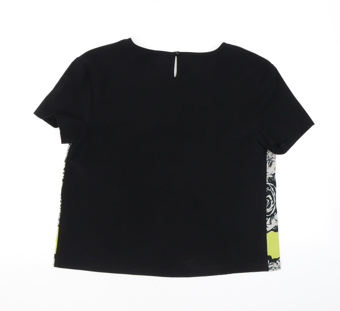 Beloved Womens Black Geometric Polyester Basic Blouse Size M Round Neck - Roses