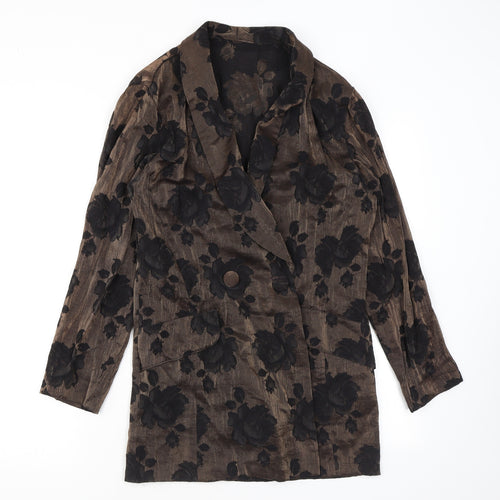 Truworths Womens Brown Floral Jacket Blazer Size 6 Button