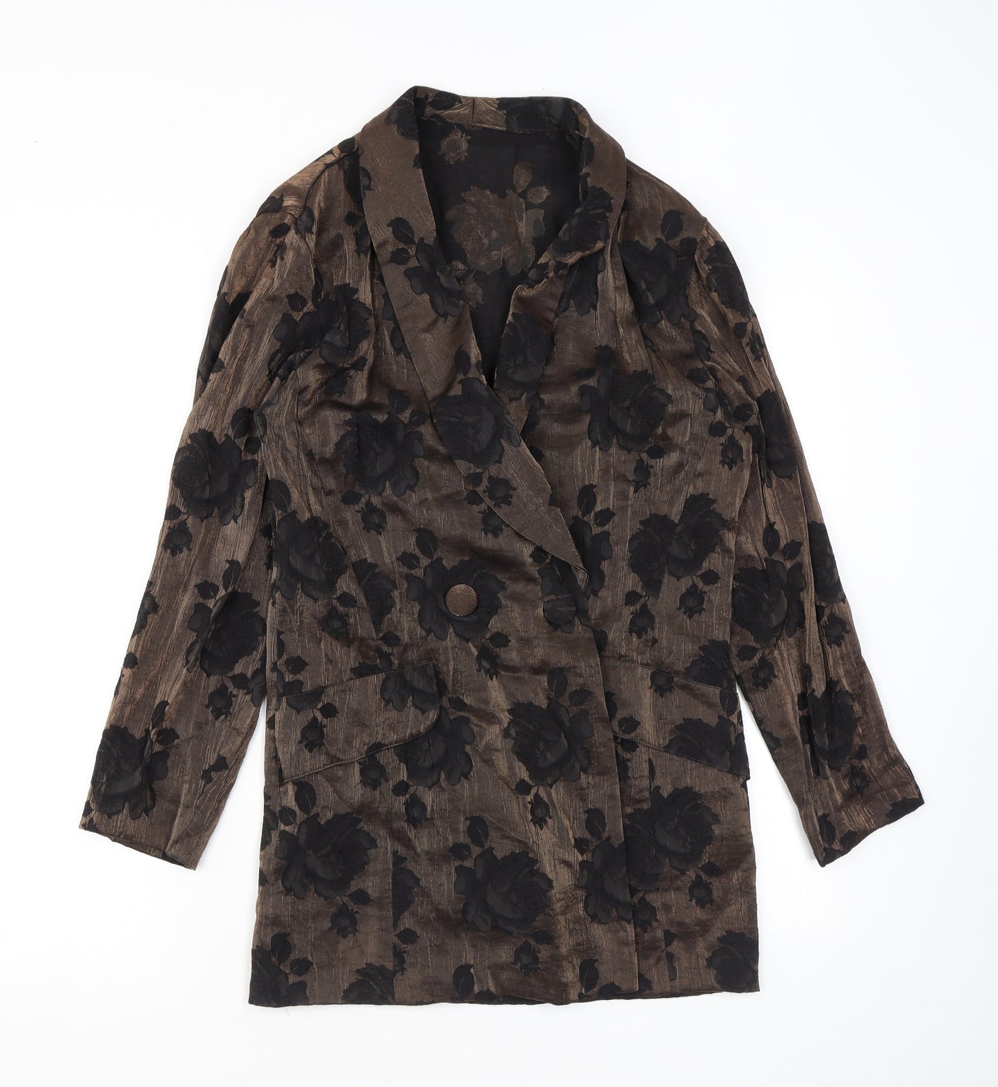 Truworths Womens Brown Floral Jacket Blazer Size 6 Button