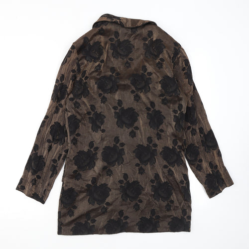 Truworths Womens Brown Floral Jacket Blazer Size 6 Button
