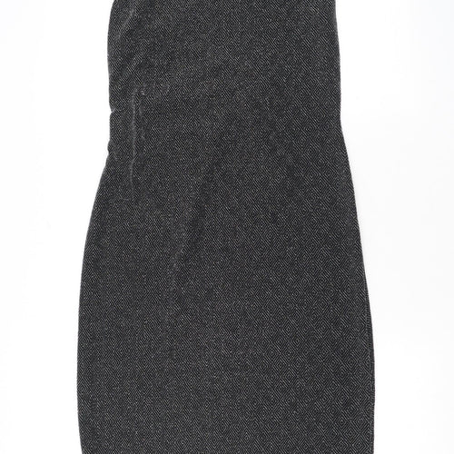 Izabel London Womens Silver Geometric Nylon Tank Dress Size 14 Round Neck Pullover - Sparkle