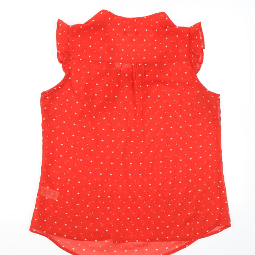 La Redoute Womens Red Polka Dot Polyester Basic Blouse Size 16 V-Neck - Hearts Sheer