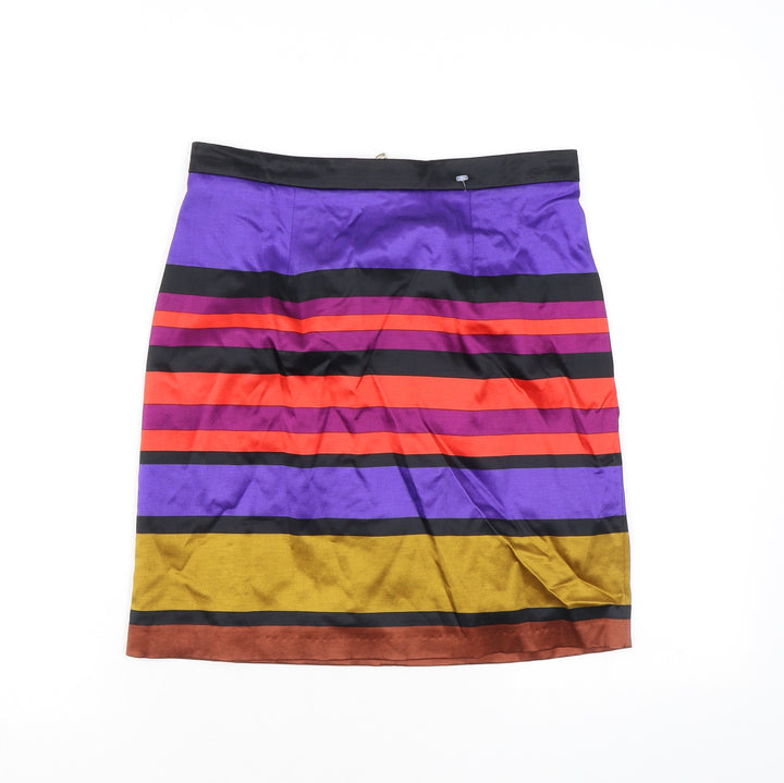 River Island Womens Multicoloured Striped Viscose A-Line Skirt Size 8 Zip
