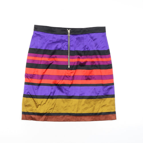River Island Womens Multicoloured Striped Viscose A-Line Skirt Size 8 Zip