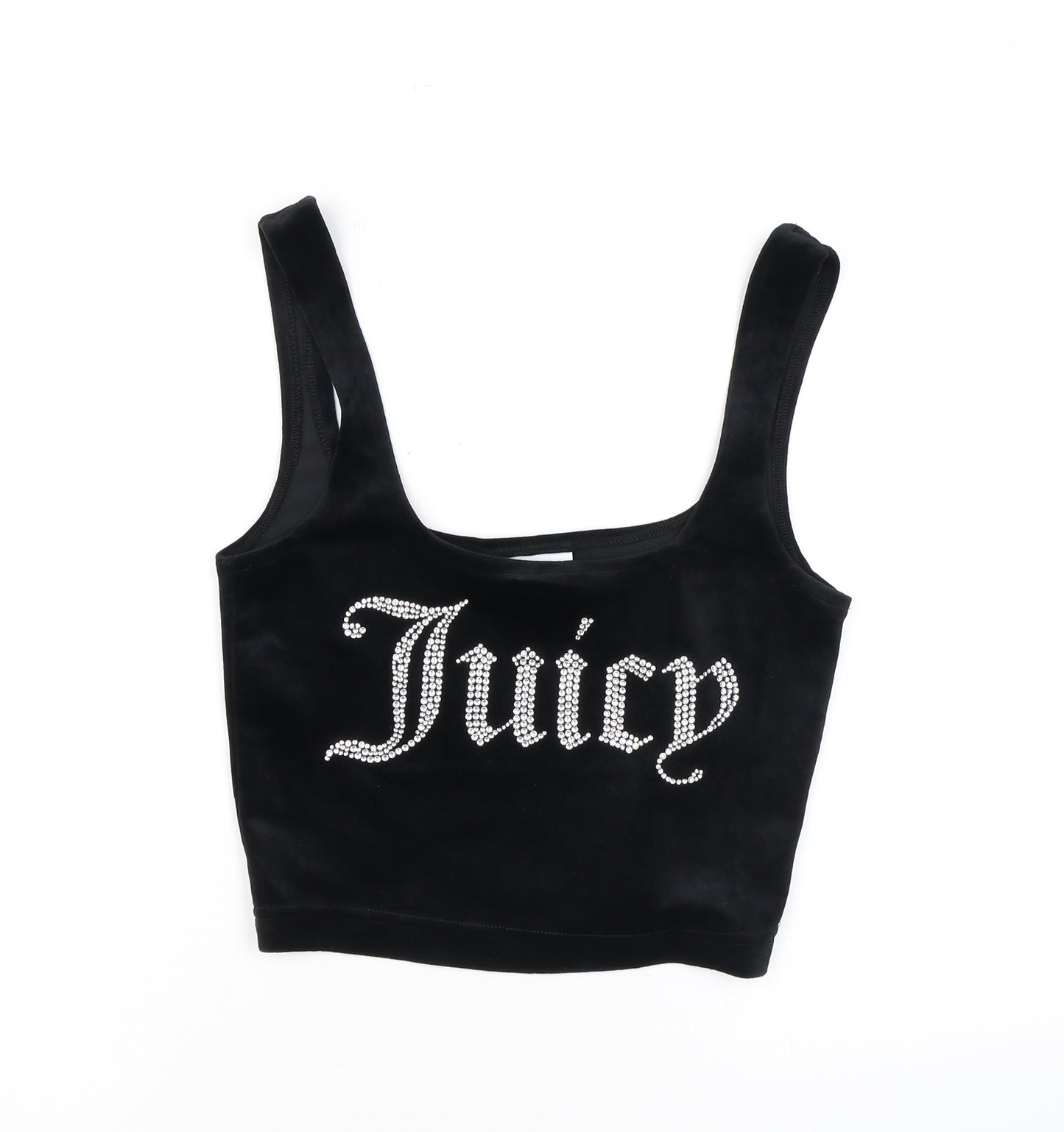 Juicy Couture Womens Black Polyester Cropped Tank Size S Square Neck - Diamanté