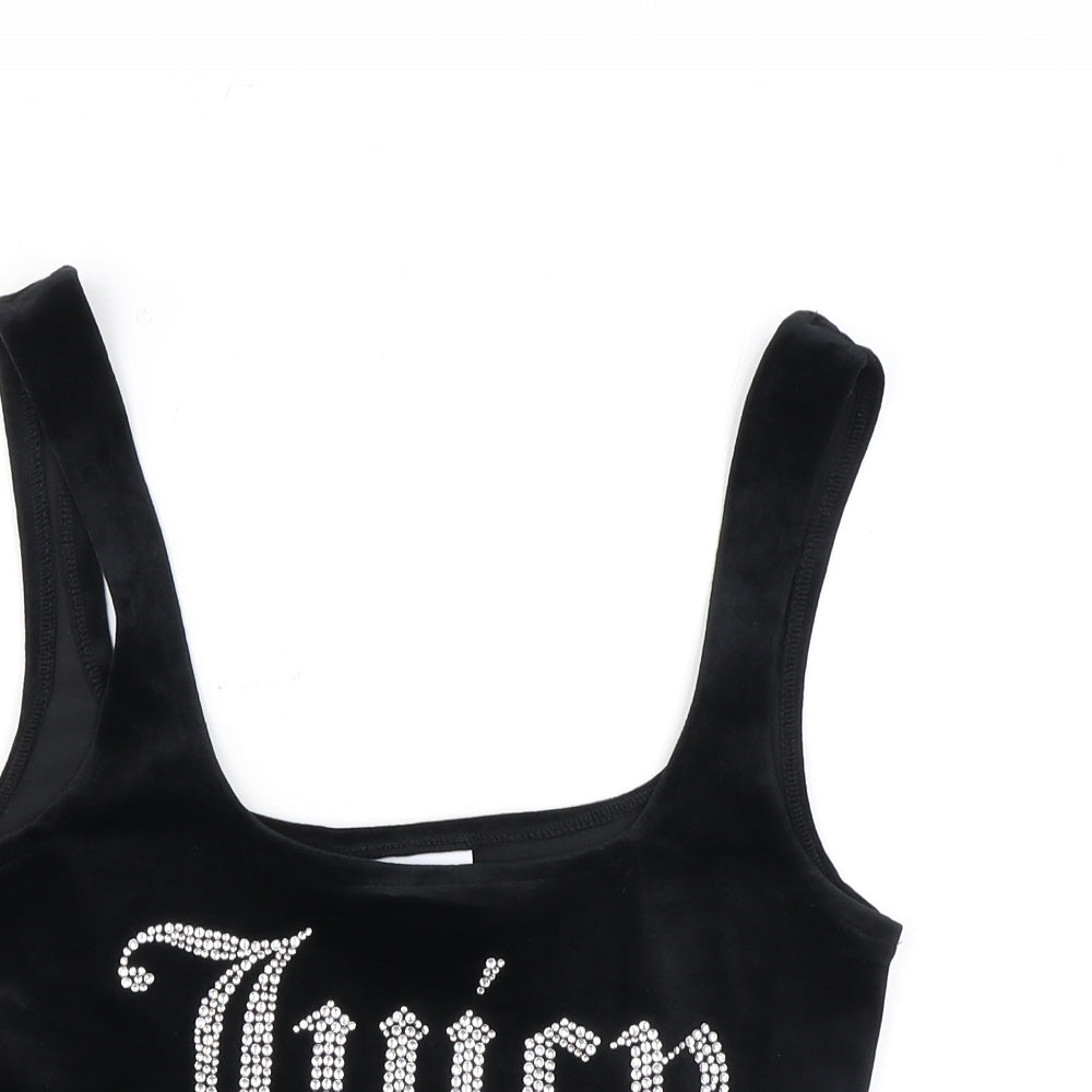 Juicy Couture Womens Black Polyester Cropped Tank Size S Square Neck - Diamanté