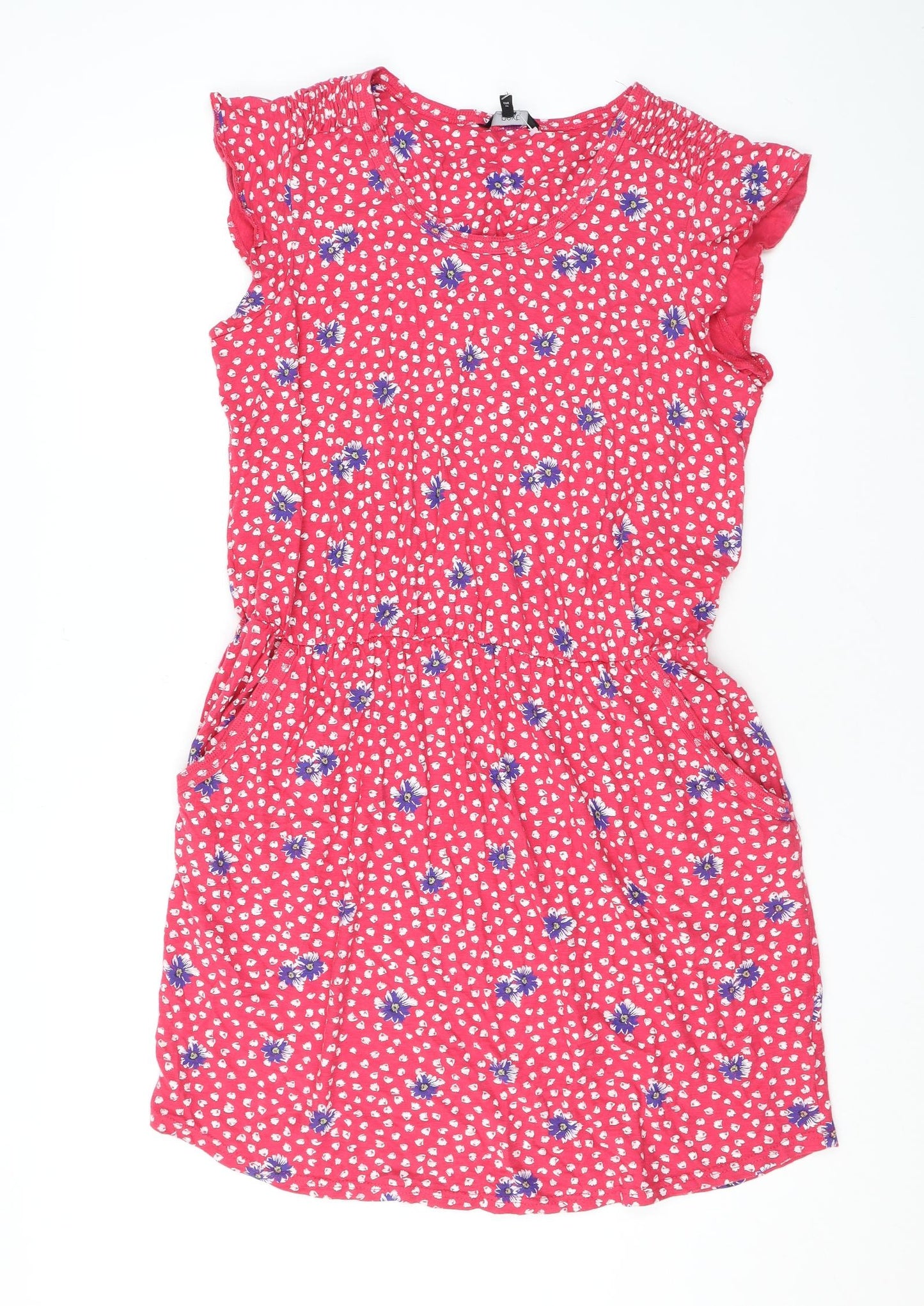 NEXT Womens Pink Floral Cotton Mini Size 16 Scoop Neck Pullover