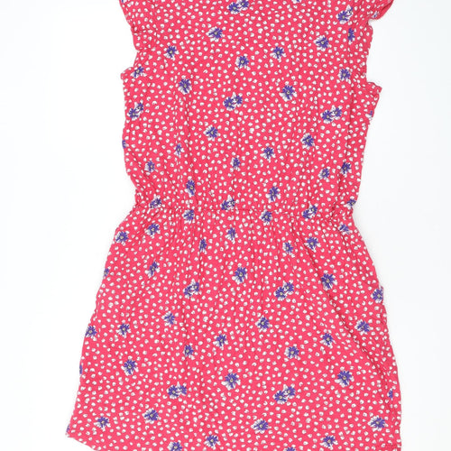 NEXT Womens Pink Floral Cotton Mini Size 16 Scoop Neck Pullover