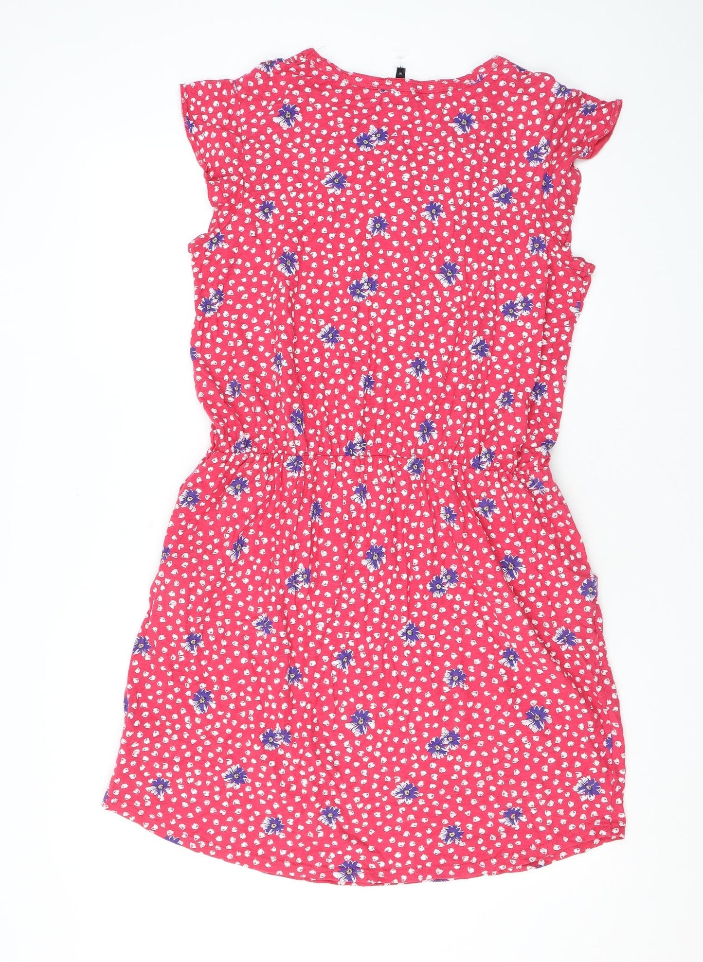NEXT Womens Pink Floral Cotton Mini Size 16 Scoop Neck Pullover