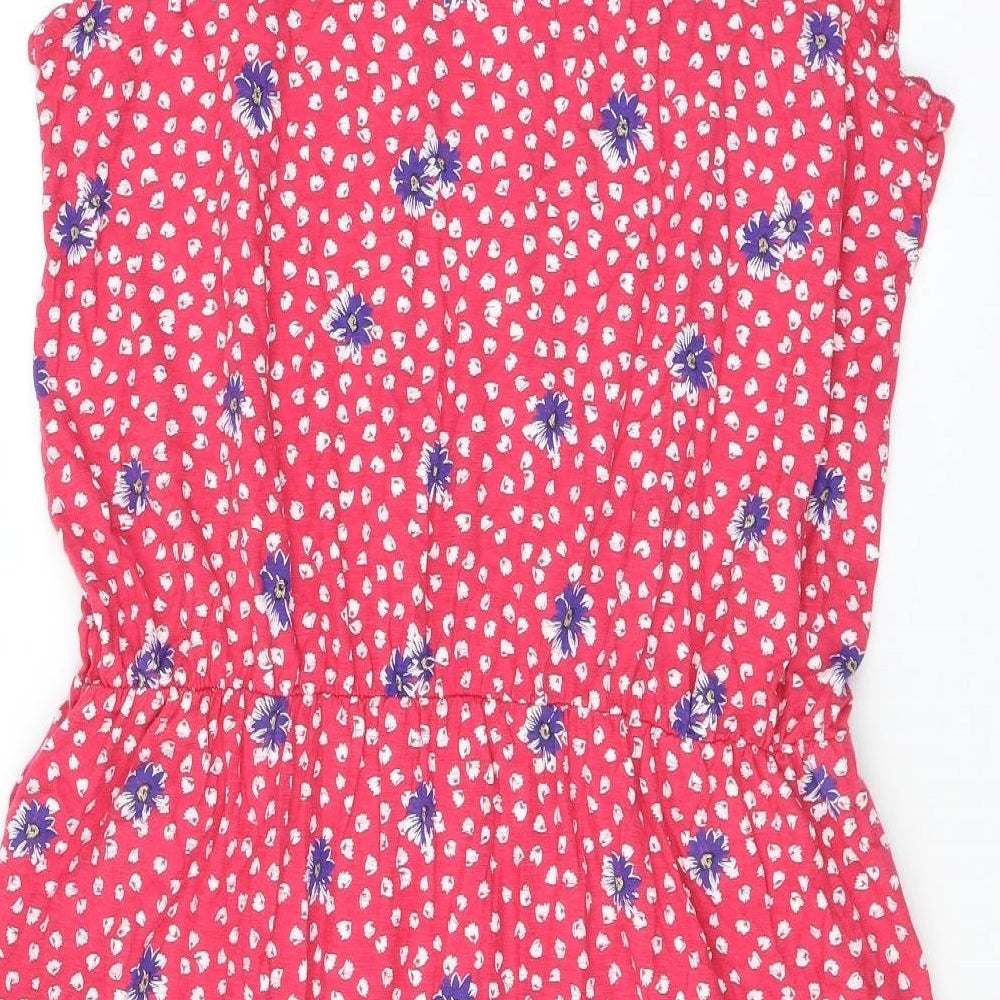 NEXT Womens Pink Floral Cotton Mini Size 16 Scoop Neck Pullover