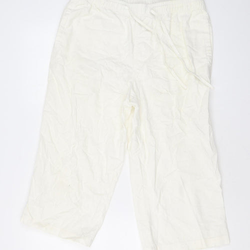 Ben Smith Womens White Linen Trousers Size S L20 in Regular