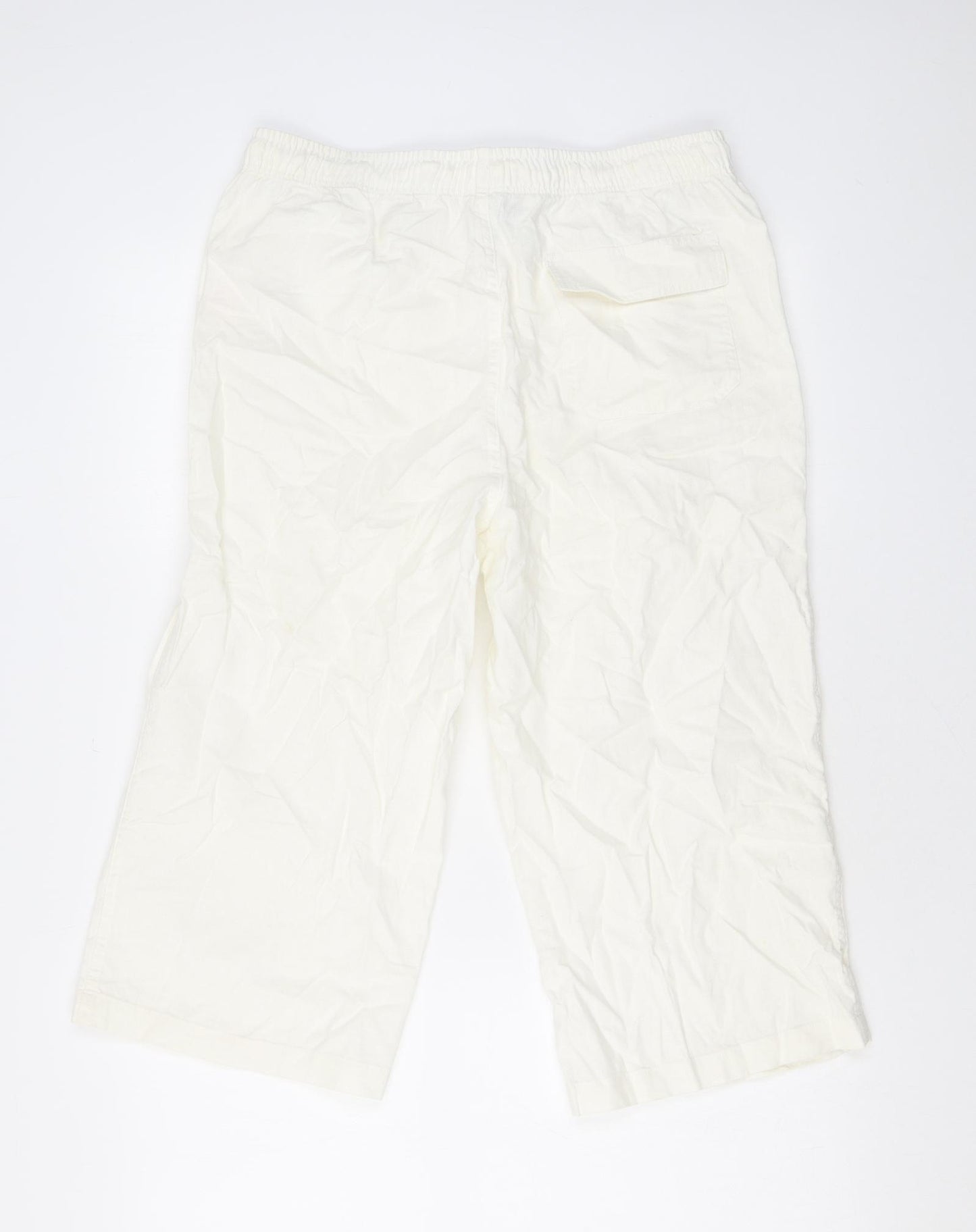 Ben Smith Womens White Linen Trousers Size S L20 in Regular
