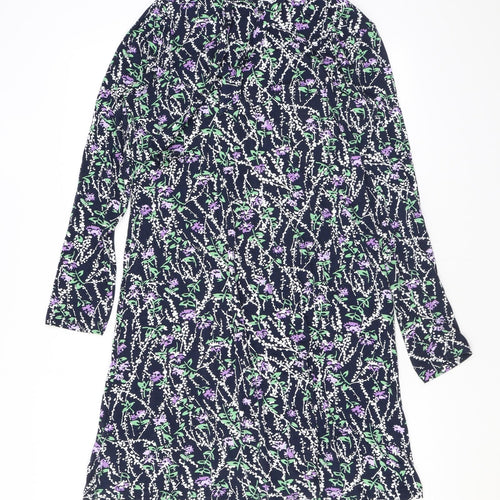 Marks and Spencer Womens Black Floral Viscose A-Line Size 10 Mock Neck Pullover