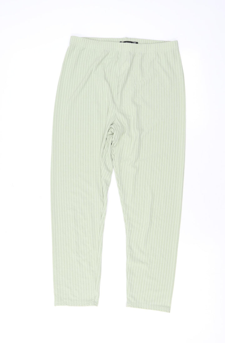 Boohoo Womens Green Polyester Chino Leggings Size 12 L23 in