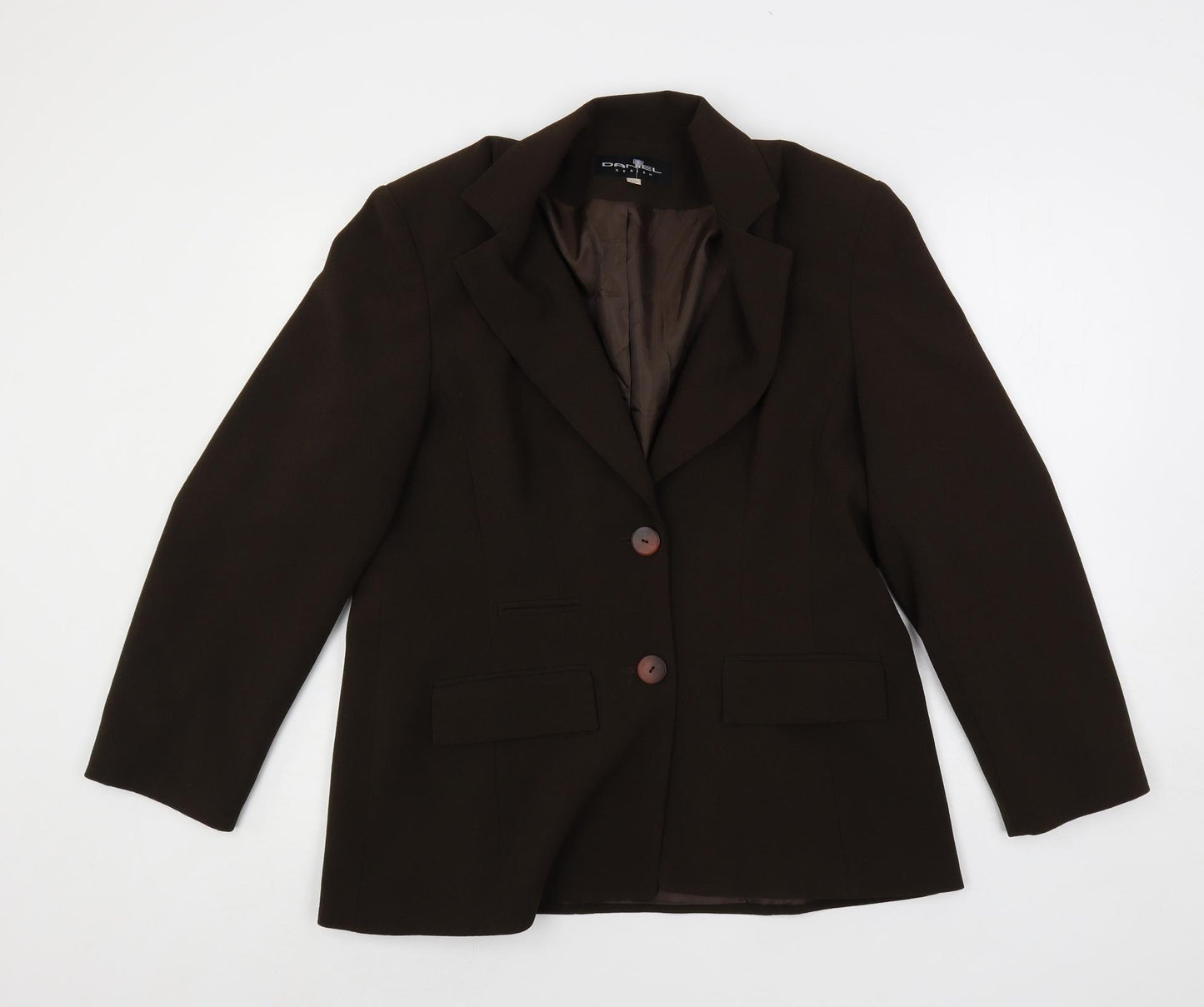 Daniel Design Womens Brown Jacket Blazer Size 16 Button