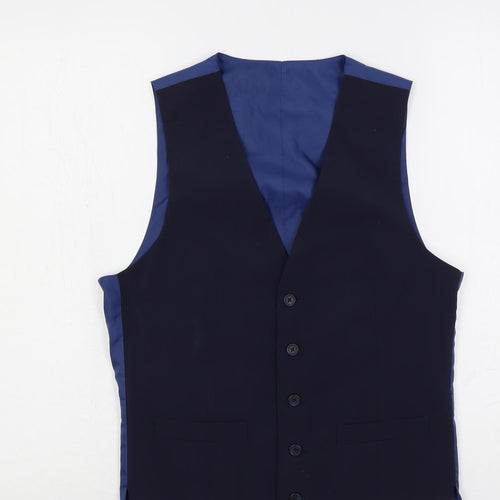 Marks and Spencer Mens Blue Polyester Jacket Suit Waistcoat Size 38 Regular