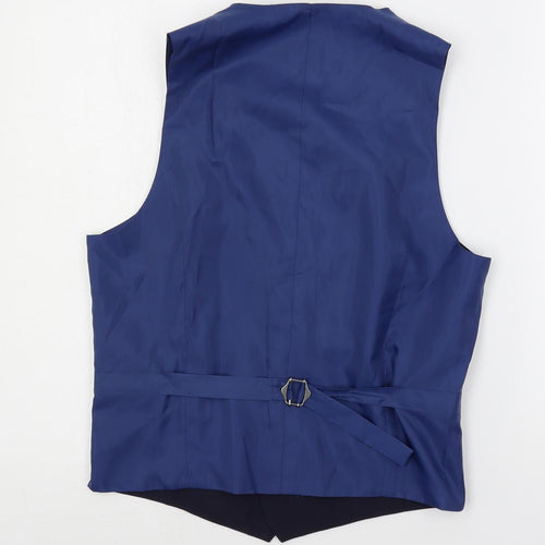 Marks and Spencer Mens Blue Polyester Jacket Suit Waistcoat Size 38 Regular