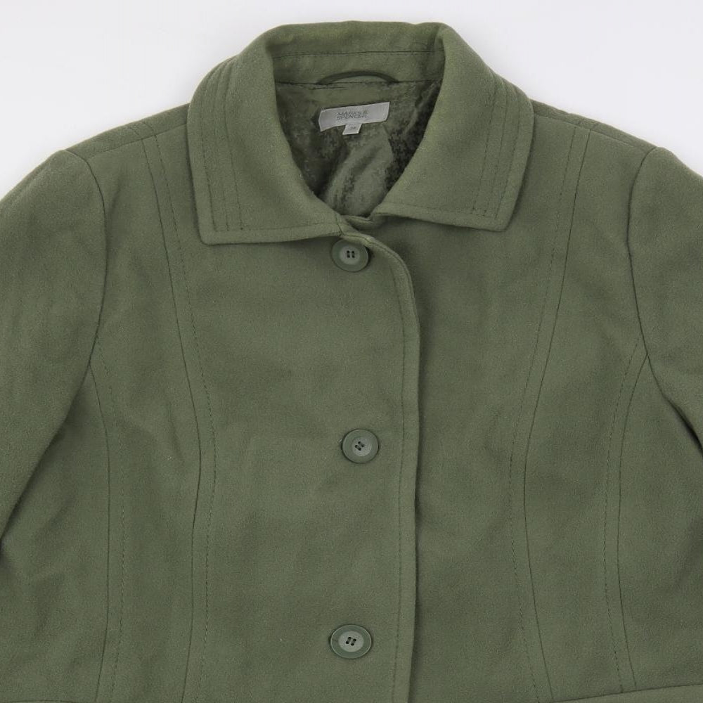 Marks and Spencer Womens Green Overcoat Coat Size 20 Button