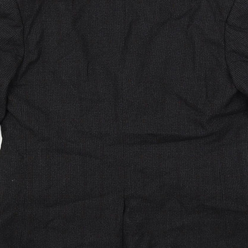 Solid Worsted Mens Grey Check Polyester Jacket Blazer Size 38 Regular