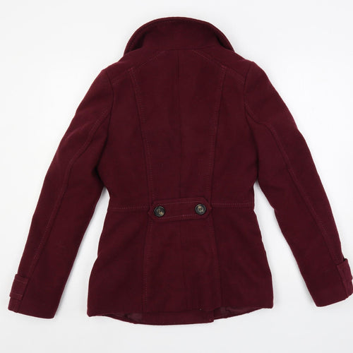 H&M Womens Red Pea Coat Coat Size 6 Button