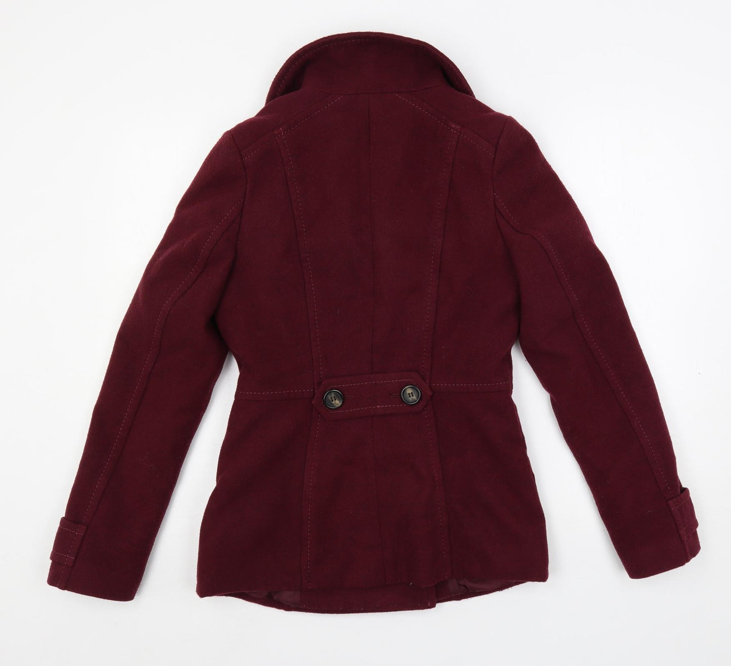 H&M Womens Red Pea Coat Coat Size 6 Button