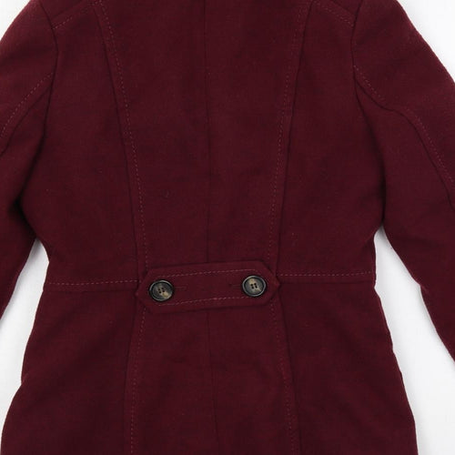 H&M Womens Red Pea Coat Coat Size 6 Button