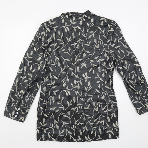 Affinity Womens Grey Floral Jacket Blazer Size 12 Button