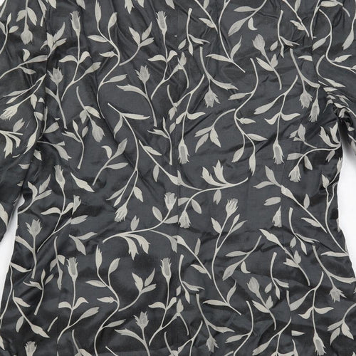 Affinity Womens Grey Floral Jacket Blazer Size 12 Button