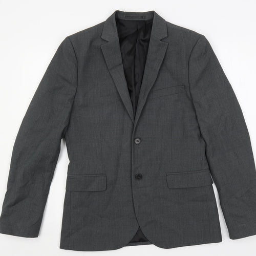 H&M Mens Grey Polyester Jacket Suit Jacket Size 36 Regular