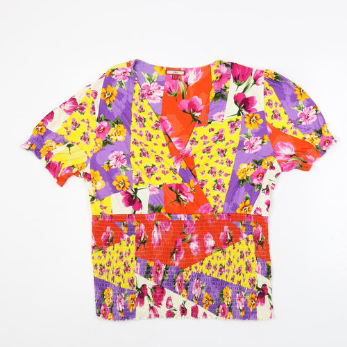 Joe Browns Womens Multicoloured Floral Viscose Basic Blouse Size 16 V-Neck - Shirred