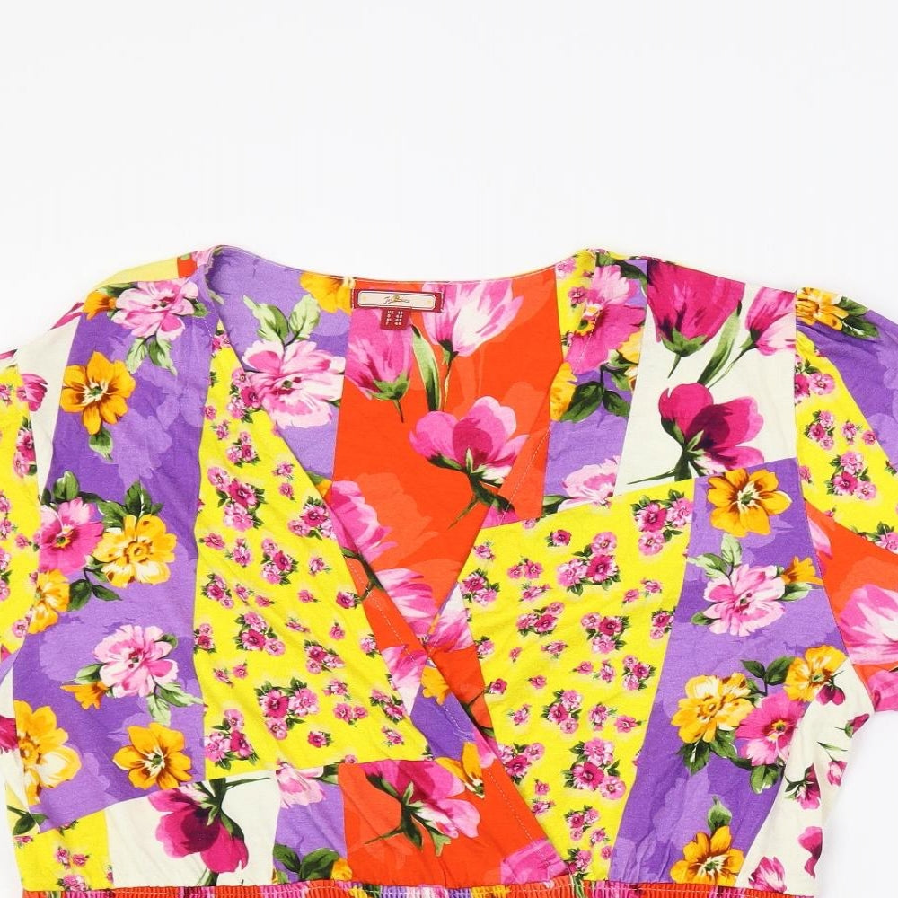Joe Browns Womens Multicoloured Floral Viscose Basic Blouse Size 16 V-Neck - Shirred