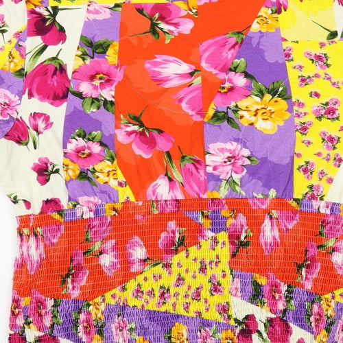 Joe Browns Womens Multicoloured Floral Viscose Basic Blouse Size 16 V-Neck - Shirred