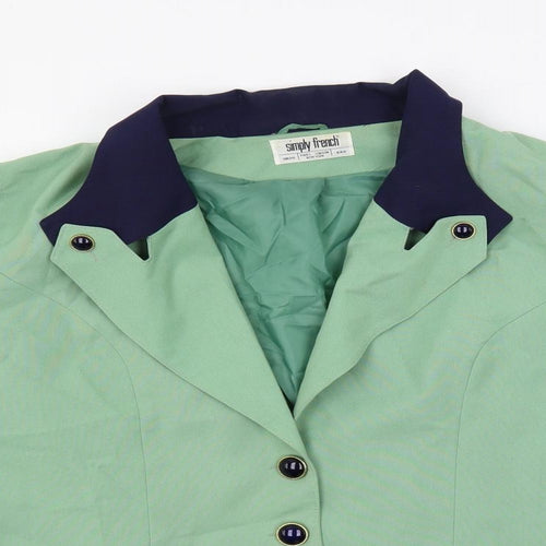 Simply French Womens Green Jacket Blazer Size 20 Button - Vintage