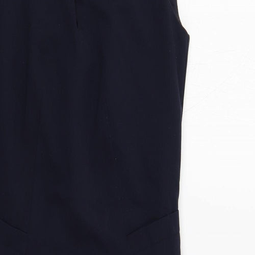 Marks and Spencer Womens Blue Polyester Pencil Dress Size 8 Boat Neck Zip